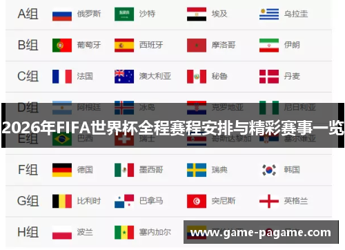 2026年FIFA世界杯全程赛程安排与精彩赛事一览