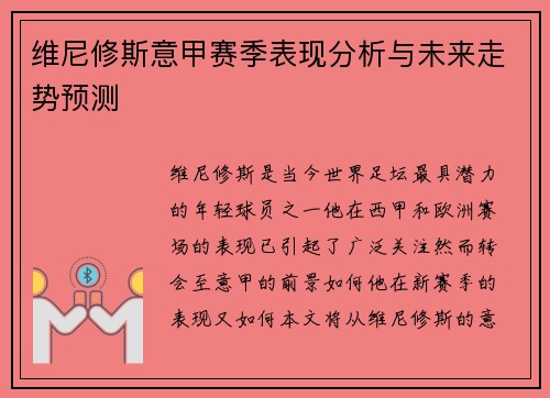维尼修斯意甲赛季表现分析与未来走势预测